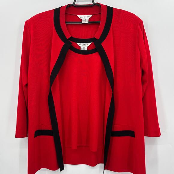 Misook 1X Black & Purple Knit Tank Top & Open Cardigan Jacket Set Quiet Luxury - Picture 1 of 8